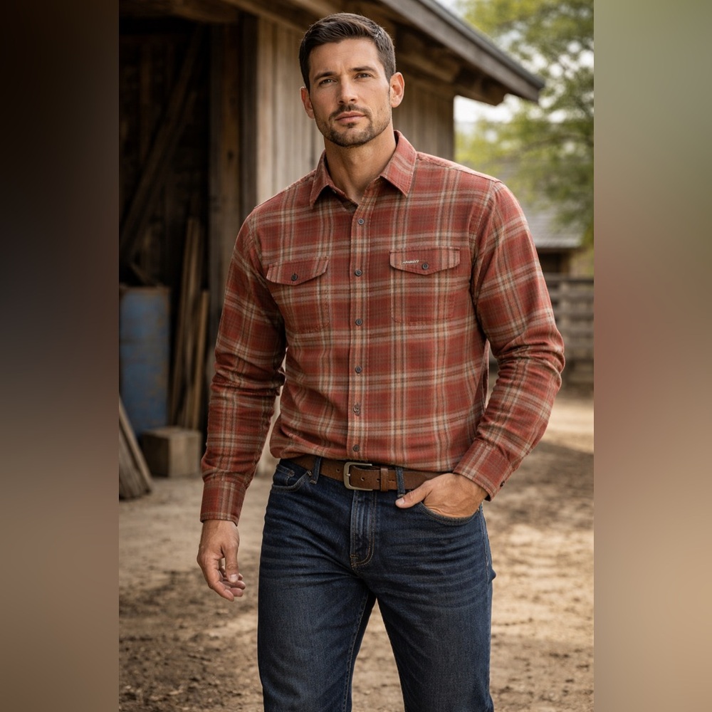 Ariat Shirt Mens XL Rebar DuraStretch Work Heavy Flanel  Stretch Plaid NWOT